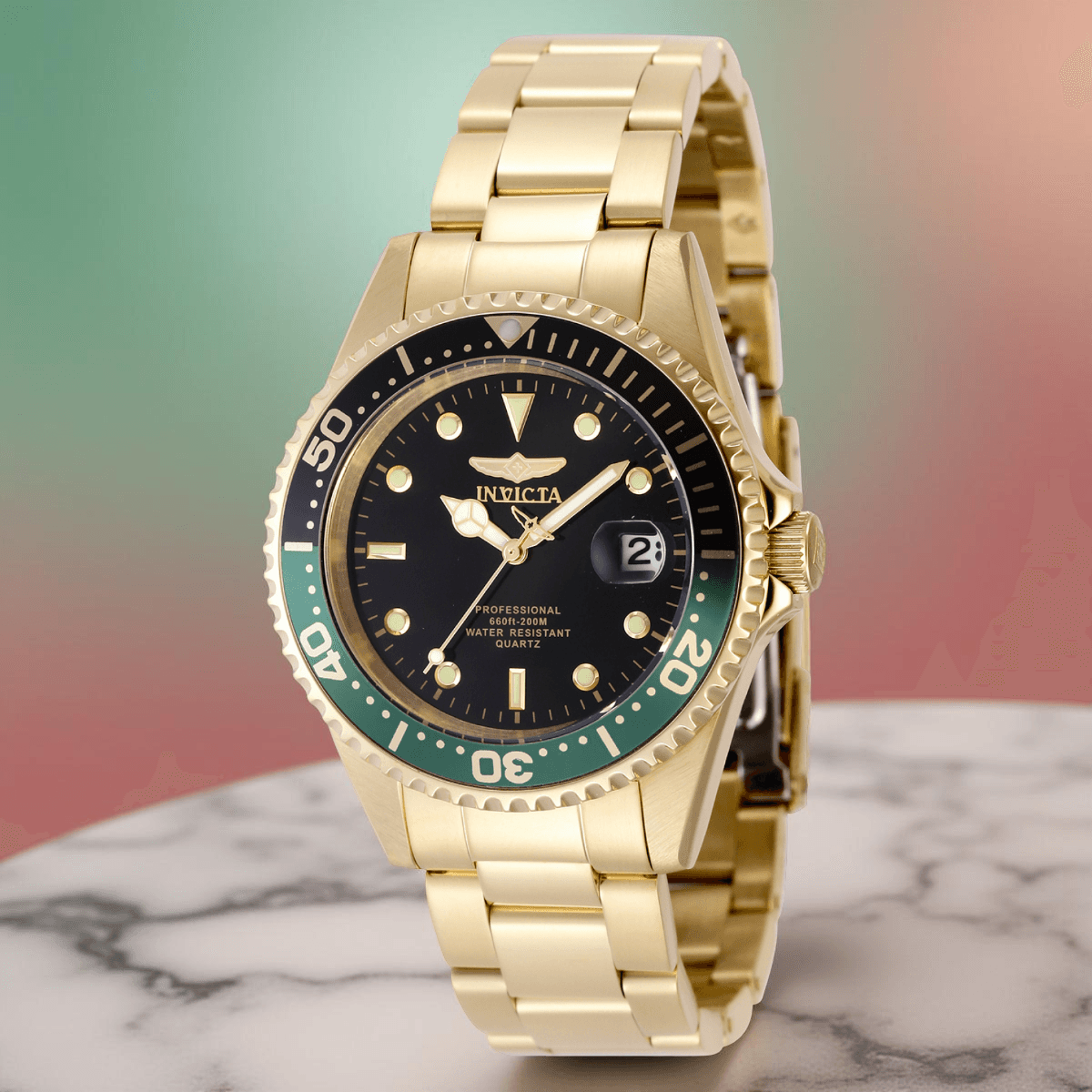 Invicta Pro Diver Men's Watch 37.5mm Gold Black Dial Stainless Steel - Image 1