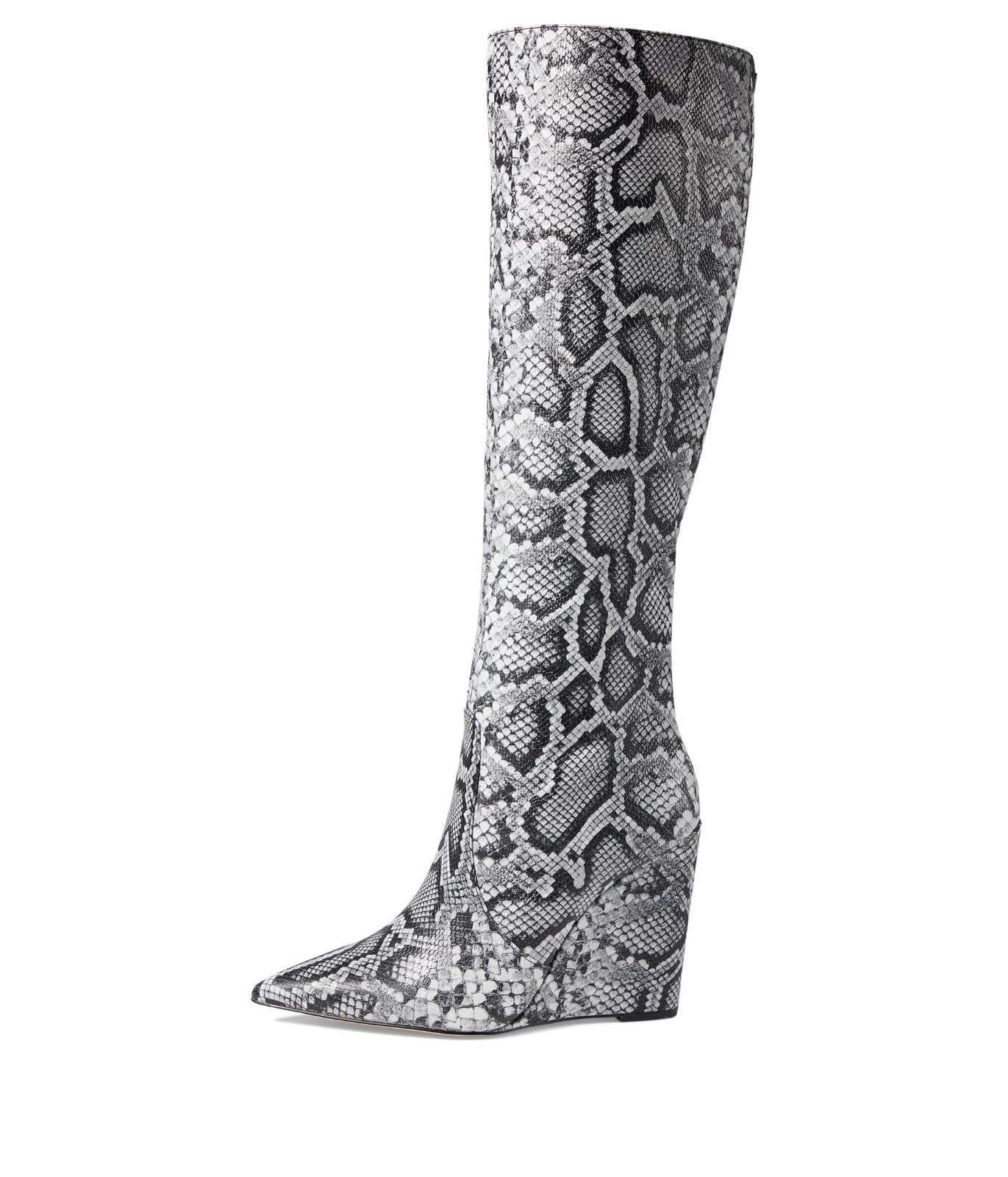 Michael Kors Isra Snake Embossed Leather Wedge Boot Size 8 M - Thumbnail 2