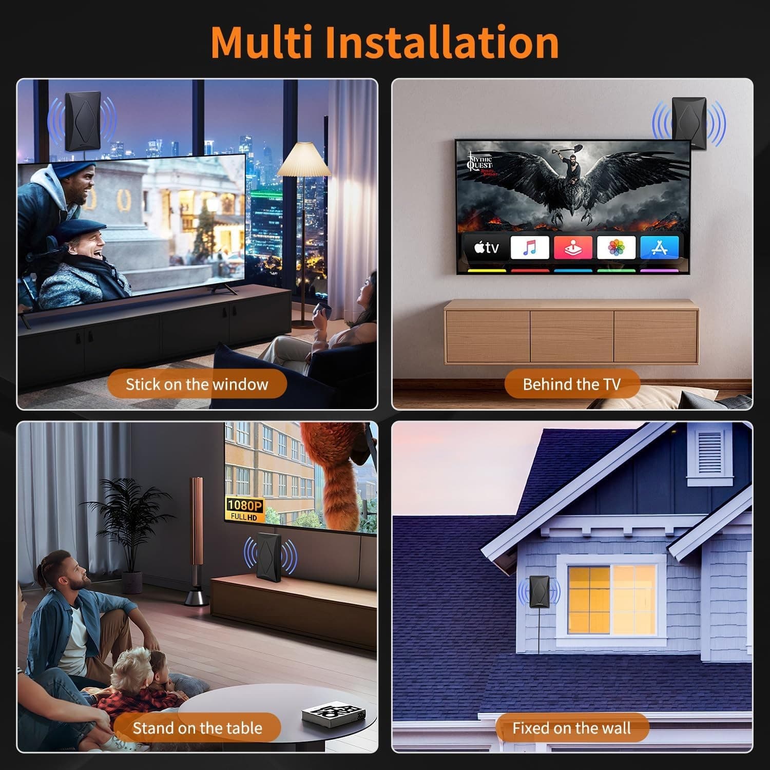 Digital TV Antenna HDTV 4K 1080p Indoor Amplifier 100+ Miles Long Signal Range - Thumbnail 2