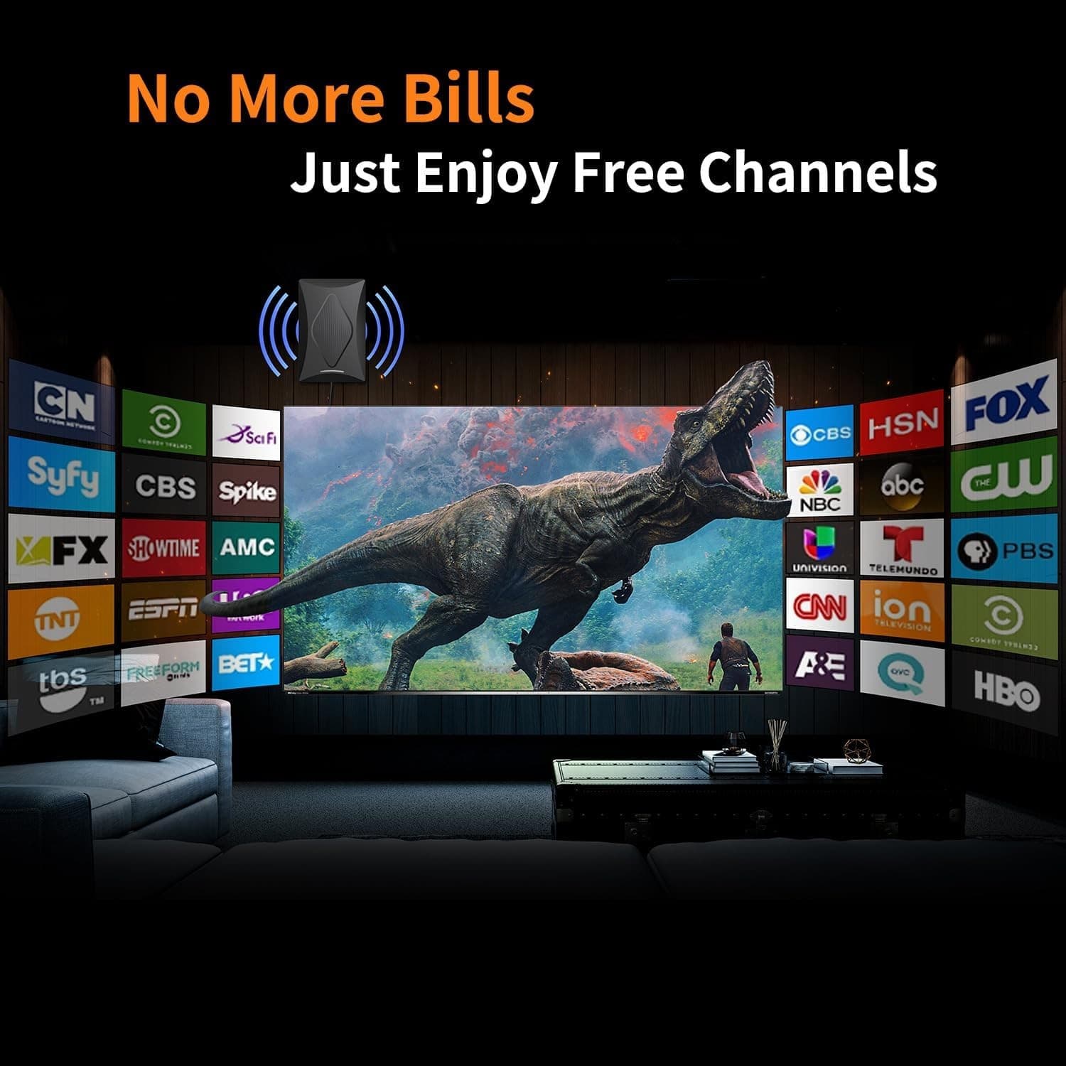 Digital TV Antenna HDTV 4K 1080p Indoor Amplifier 100+ Miles Long Signal Range - Thumbnail 4
