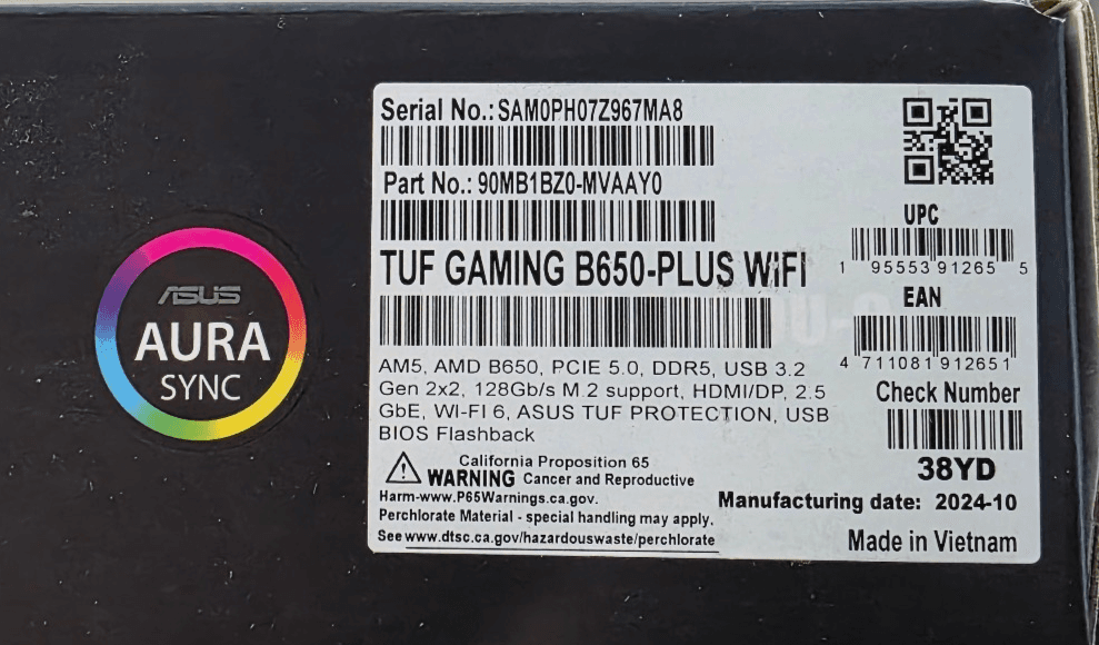 ASUS TUF GAMING B650-PLUS WIFI Socket AM5 AMD ATX motherboard, New Sealed - Thumbnail 4