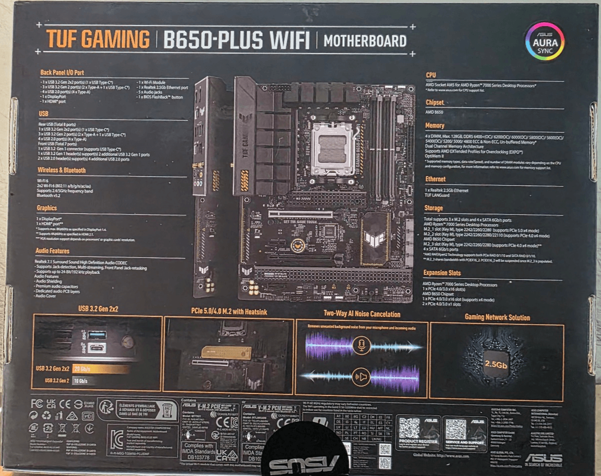 ASUS TUF GAMING B650-PLUS WIFI Socket AM5 AMD ATX motherboard, New Sealed - Thumbnail 3