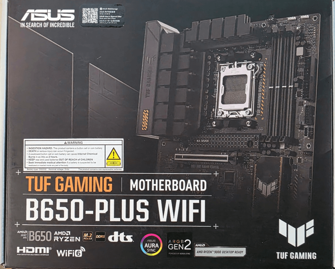 ASUS TUF GAMING B650-PLUS WIFI Socket AM5 AMD ATX motherboard, New Sealed - Thumbnail 2
