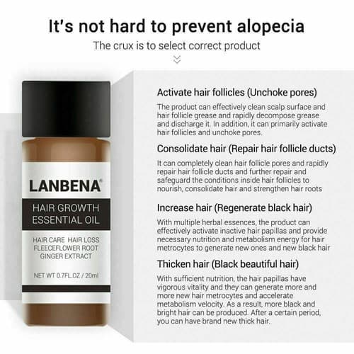 2 Pack Powerful Natural Hair Loss Treatment Fast Hair Growth Essential Oil 20ml - Thumbnail 6