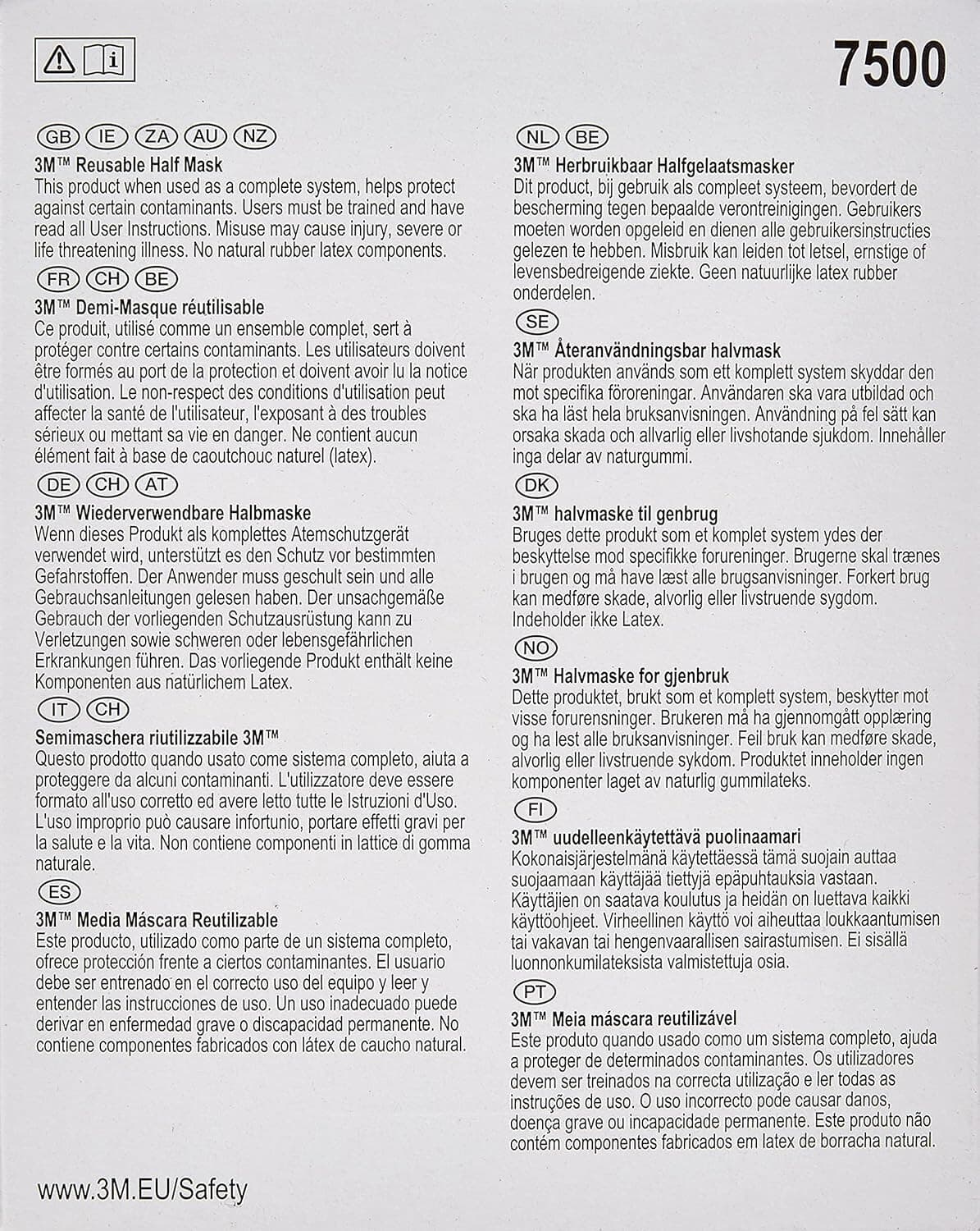 3M Medium 7502 Series Half Face Air Purifying Reusable Respirator Protection USA - Thumbnail 7
