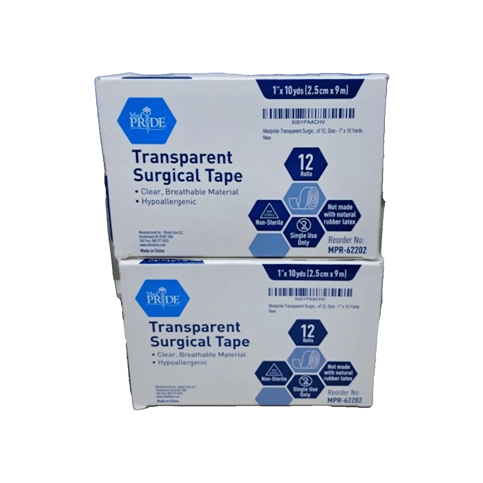 2 X Med Pride Transparent Surgical Tape 1 x 10 Yards 12 Rolls- New - Image 1
