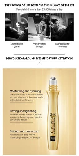 24K Gold Roll-on Puffy Eye Cream Dark Circles Puffiness Anti-Aging Fine Line - Thumbnail 10