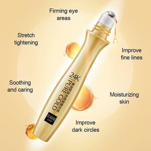 24K Gold Roll-on Puffy Eye Cream Dark Circles Puffiness Anti-Aging Fine Line - Thumbnail 3