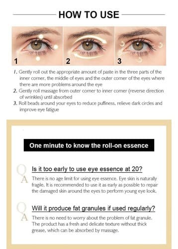24K Gold Roll-on Puffy Eye Cream Dark Circles Puffiness Anti-Aging Fine Line - Thumbnail 12