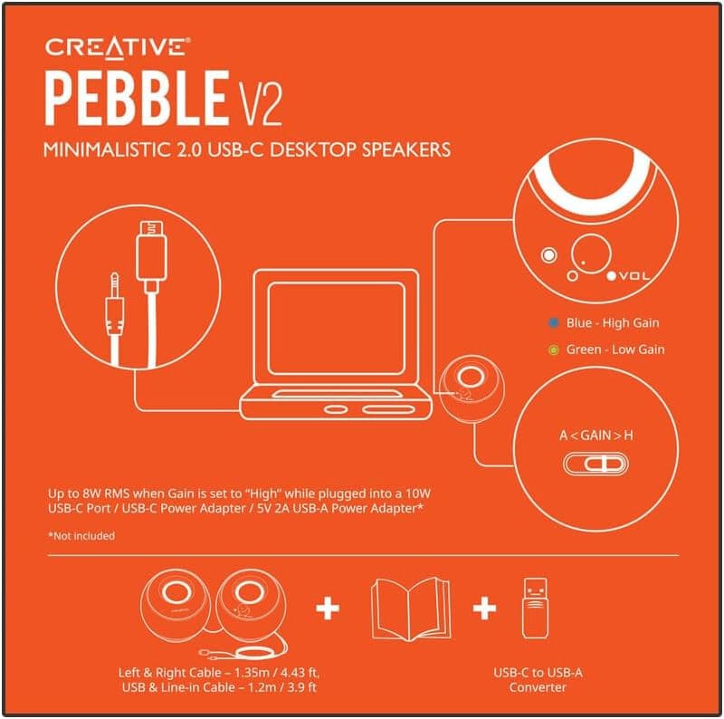 Creative Pebble V2 USB-Powered Desktop Speakers with Far-Field Drivers - Thumbnail 8