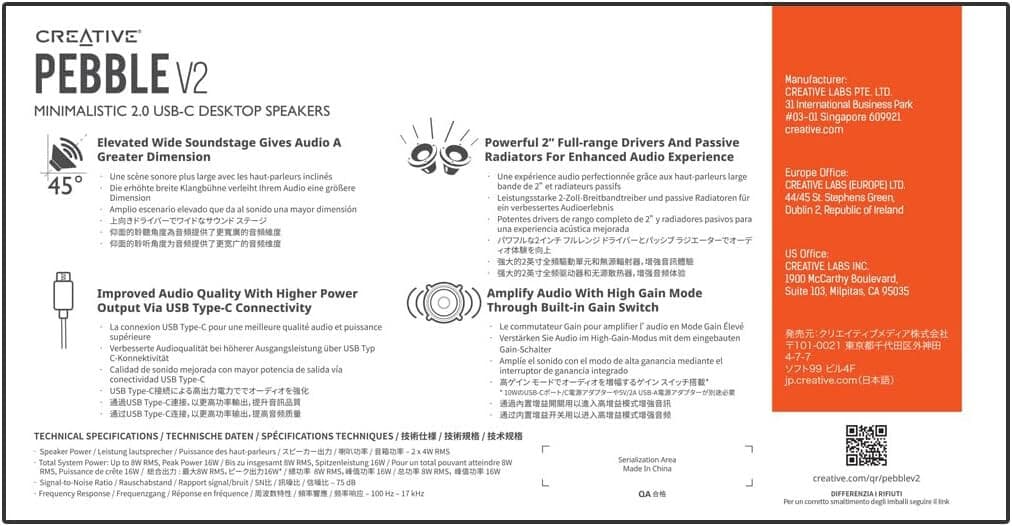 Creative Pebble V2 USB-Powered Desktop Speakers with Far-Field Drivers - Thumbnail 9