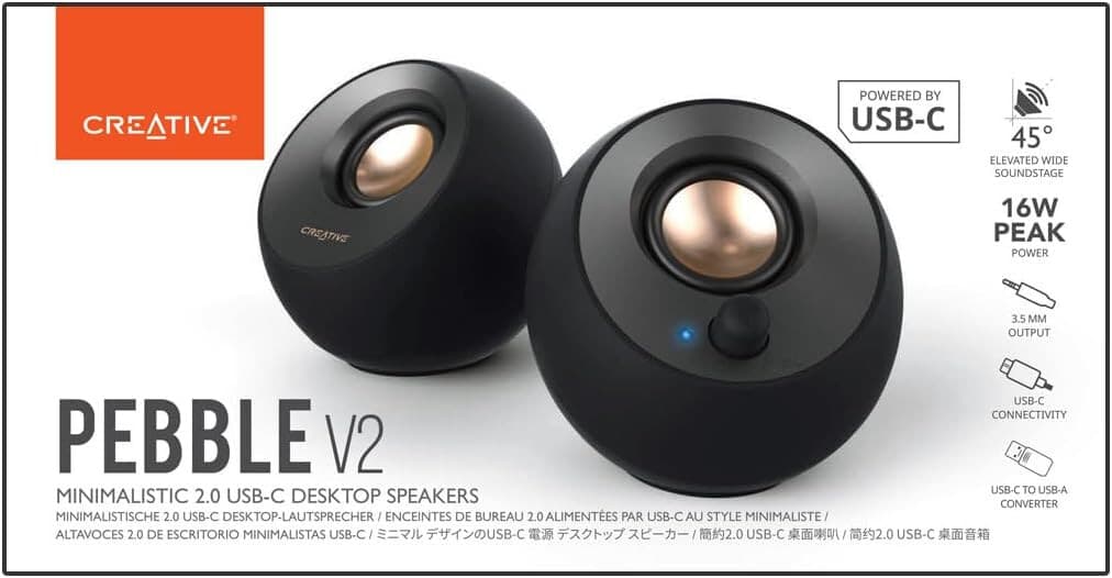 Creative Pebble V2 USB-Powered Desktop Speakers with Far-Field Drivers - Thumbnail 6