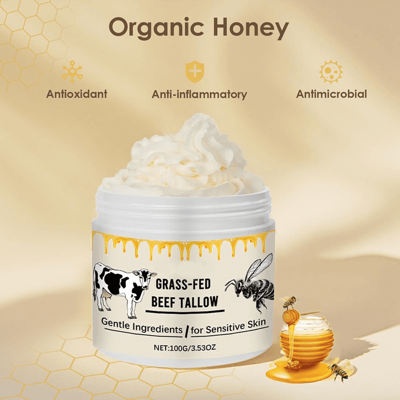 2 Pack Whipped Beef Tallow for Skin Organic Grass Fed Honey Moisturizer - Thumbnail 4
