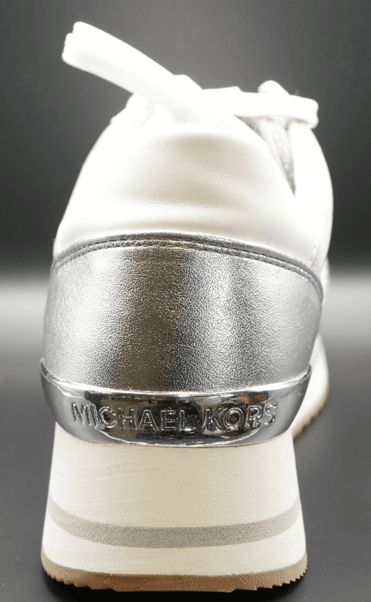 New Michael Kors Monique Trainer Lace-Up Sneakers Aluminum Silver White Size 9.5 - Thumbnail 7