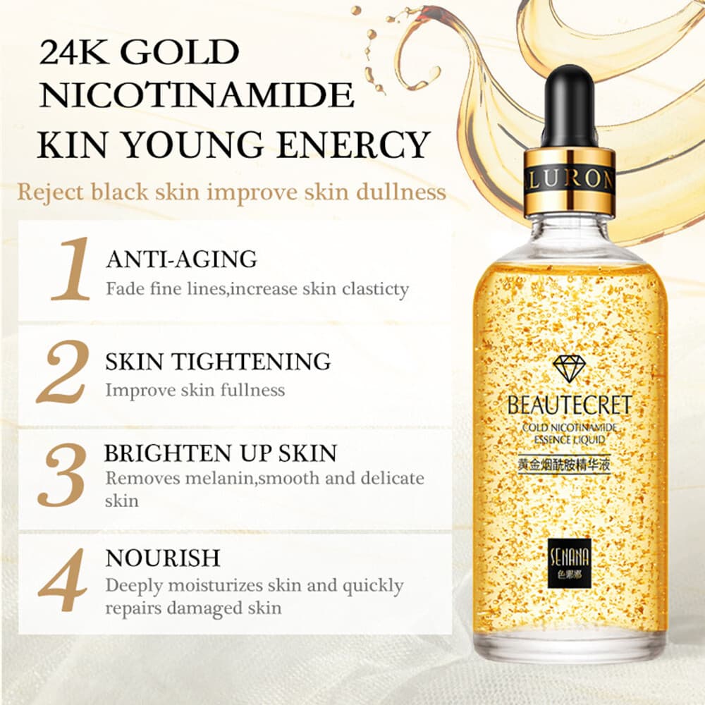 Nicotinamide Liquid 24K Gold Anti Aging Moisturizer with Hyaluronic Acid - Thumbnail 3