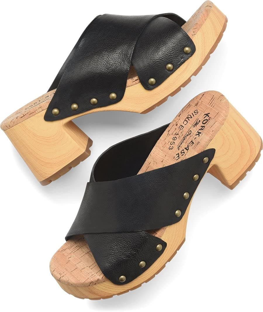 Kork-Ease Womens Tatum Leather Slide Platform Heel Sandal US 10/EUR 42 Black - Thumbnail 4