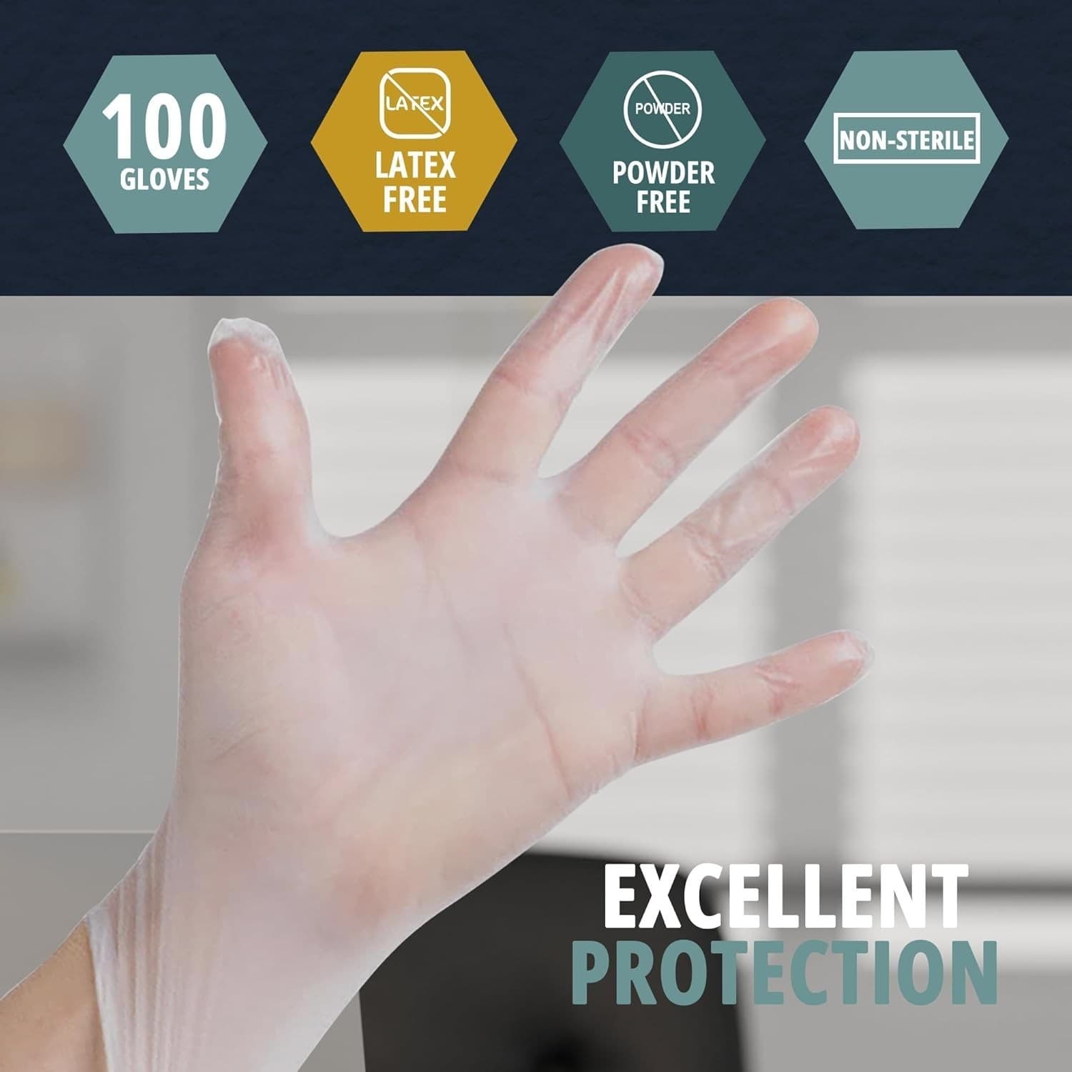 Medical Vinyl Examination Gloves (Medium, 100-Count) Latex & Rubber Free, Ultra- - Thumbnail 3
