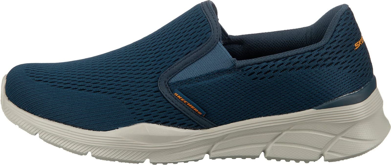 Skechers Mens Slip-on Comfort Loafer, Navy/Orange, 9.5 US - Thumbnail 3