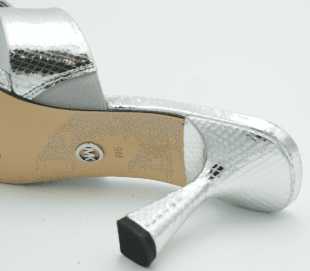 Michael Kors Clara Metallic Snake Embossed Leather Mule Silver 9 M - Thumbnail 3