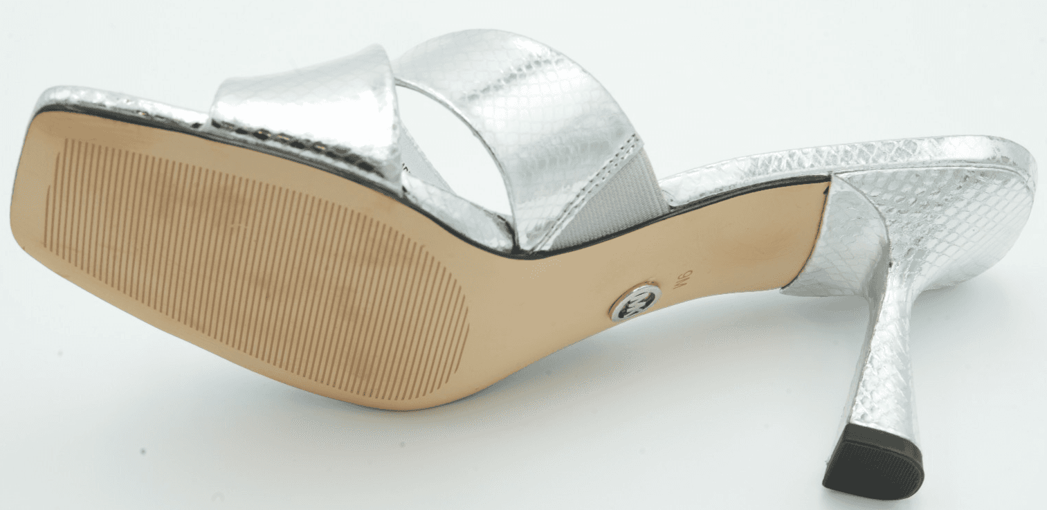 Michael Kors Clara Metallic Snake Embossed Leather Mule Silver 9 M - Thumbnail 6
