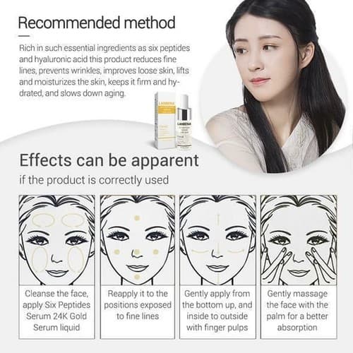 24K Gold Six Peptides Collagen Hyaluronic Acid Anti-Aging Skin Serum 15ml - Thumbnail 6