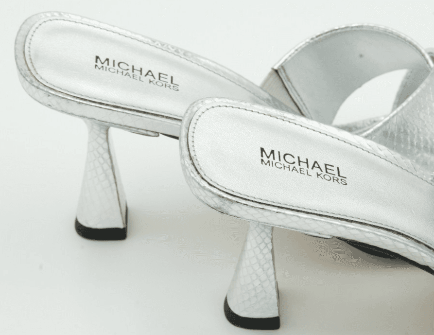 Michael Kors Clara Metallic Snake Embossed Leather Mule Silver 9 M - Thumbnail 10