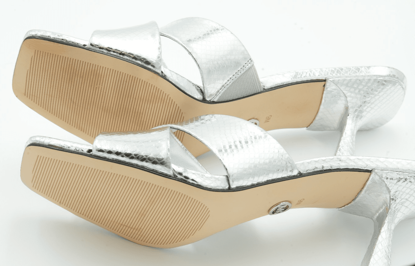 Michael Kors Clara Metallic Snake Embossed Leather Mule Silver 9 M - Thumbnail 7