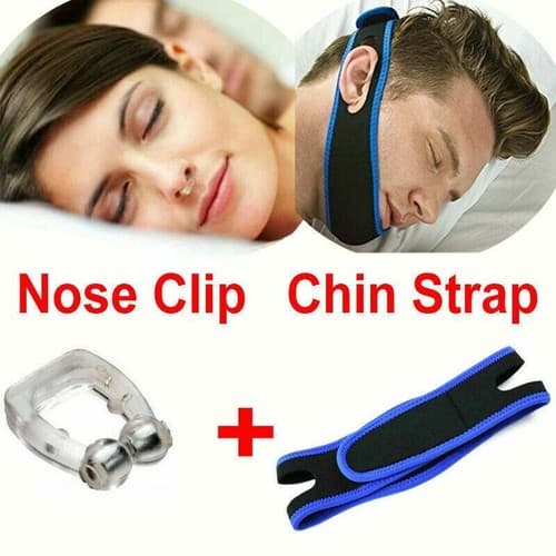 Magnetic Sleeping Aid Apnea Anti Snore Stop Snoring Nose Clip and Chin Strap - Image 1