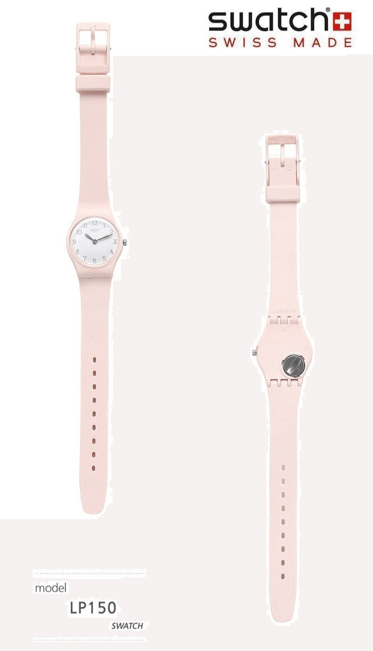Swatch LP150 Women's 25mm Pinkbelle White Dial Analog Quartz Watch, Pink - Thumbnail 4