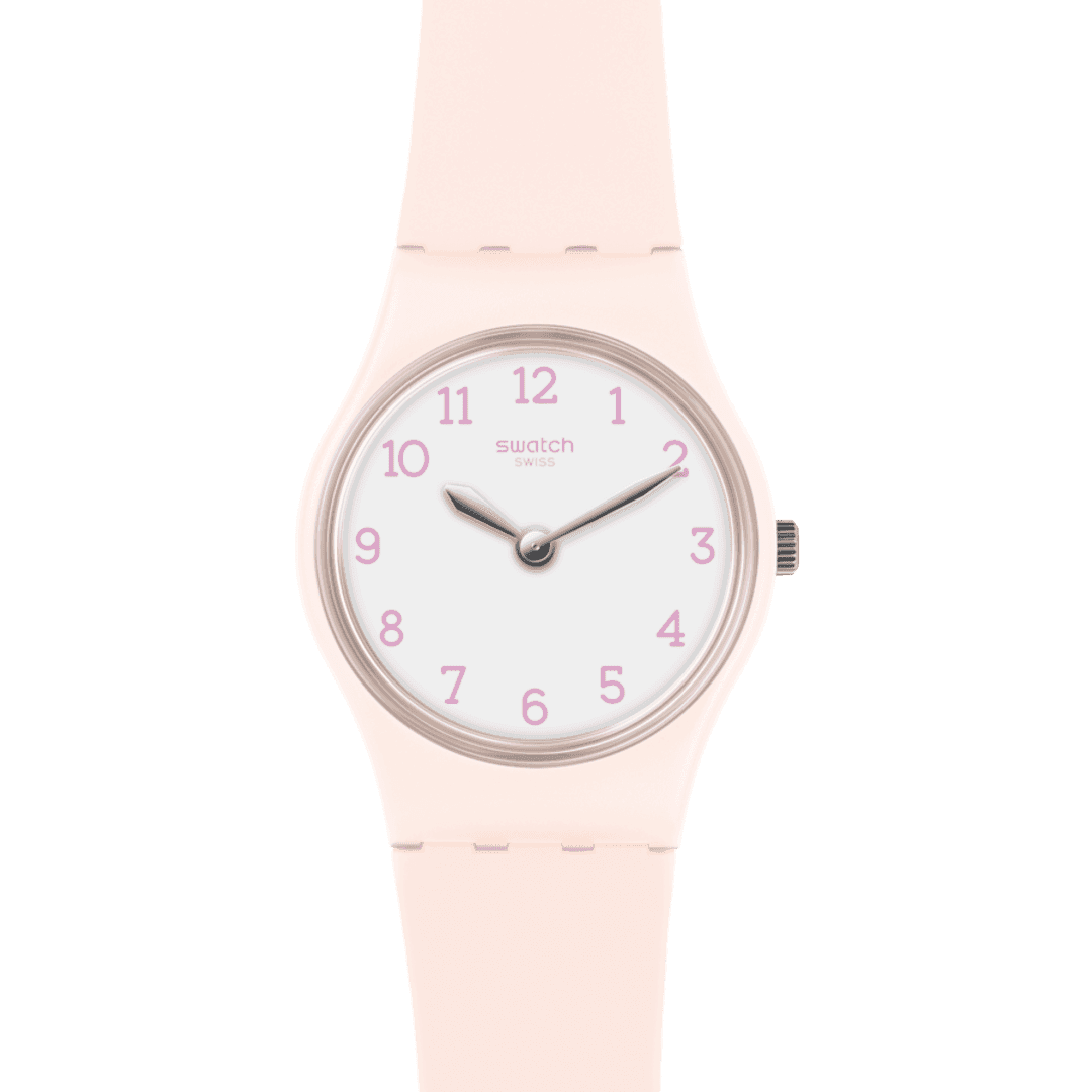 Swatch LP150 Women's 25mm Pinkbelle White Dial Analog Quartz Watch, Pink - Image 1