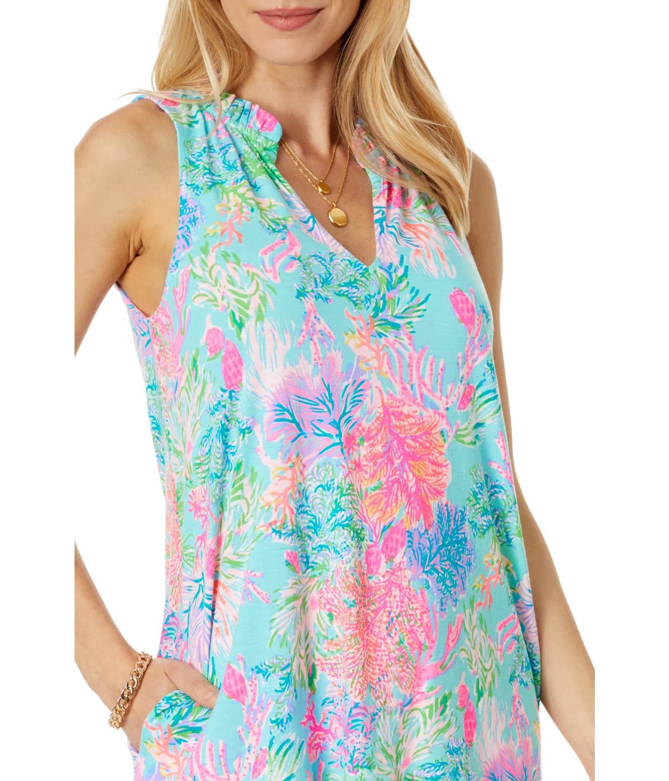 Lilly Pulitzer Malone Dress Womens SMALL Cay to My Heart Print Celestial Blue - Thumbnail 2
