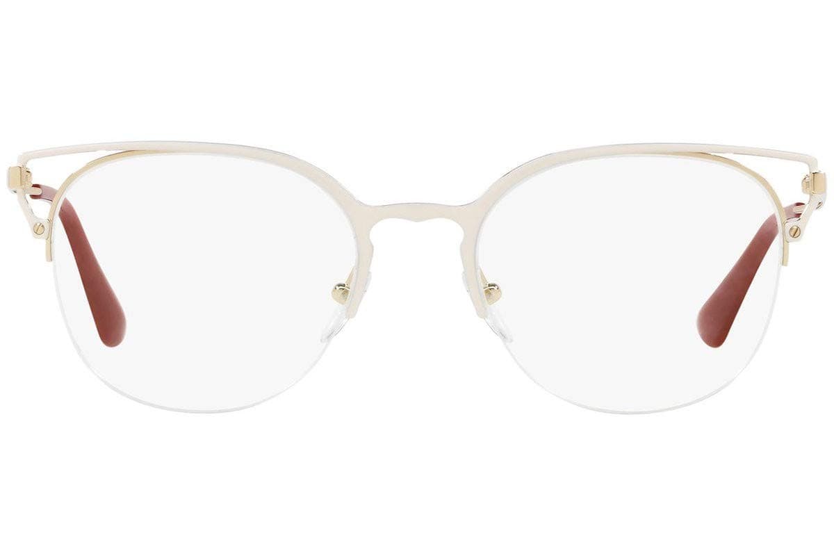 Authentic Prada Cat Eye Eyeglasses Ivory/Pale Gold /DemoLens PR64UV LFB1O1 Italy - Thumbnail 6