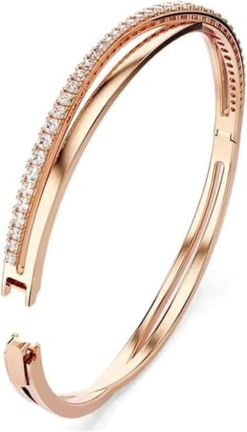 Swarovski Pulsera Twist Bangle Bracelet White, Rose Gold-Tone Plated 5620552 NIB - Thumbnail 3