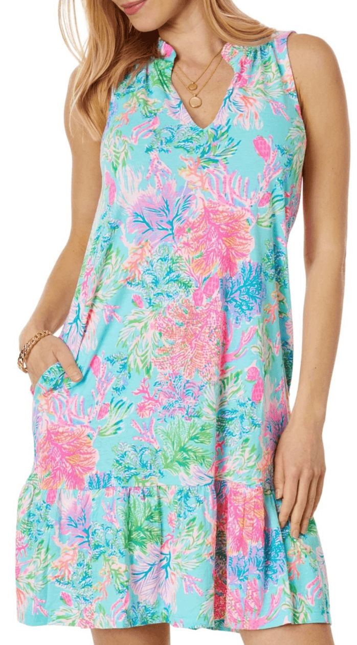 Lilly Pulitzer Malone Dress Womens SMALL Cay to My Heart Print Celestial Blue - Image 1