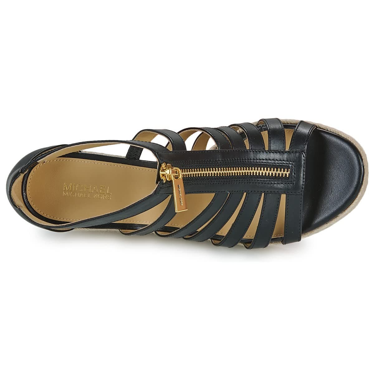 MICHAEL KORS Bradley Linen Blend Small Canvas Wedge Sandal Women Black Size 9 M - Thumbnail 5