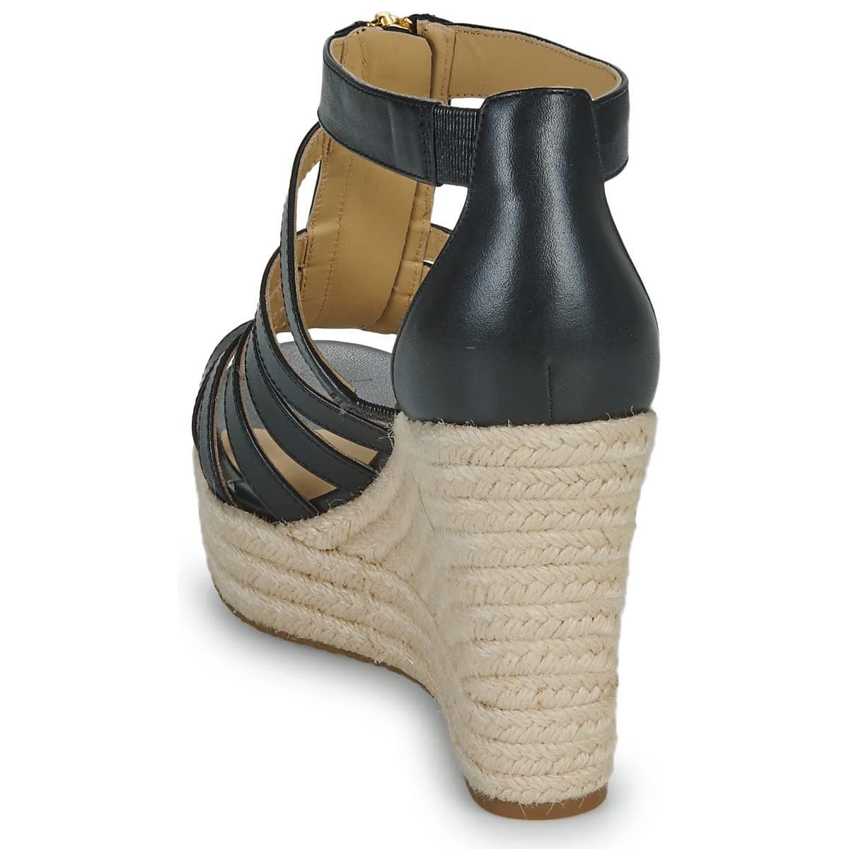MICHAEL KORS Bradley Linen Blend Small Canvas Wedge Sandal Women Black Size 9 M - Thumbnail 4
