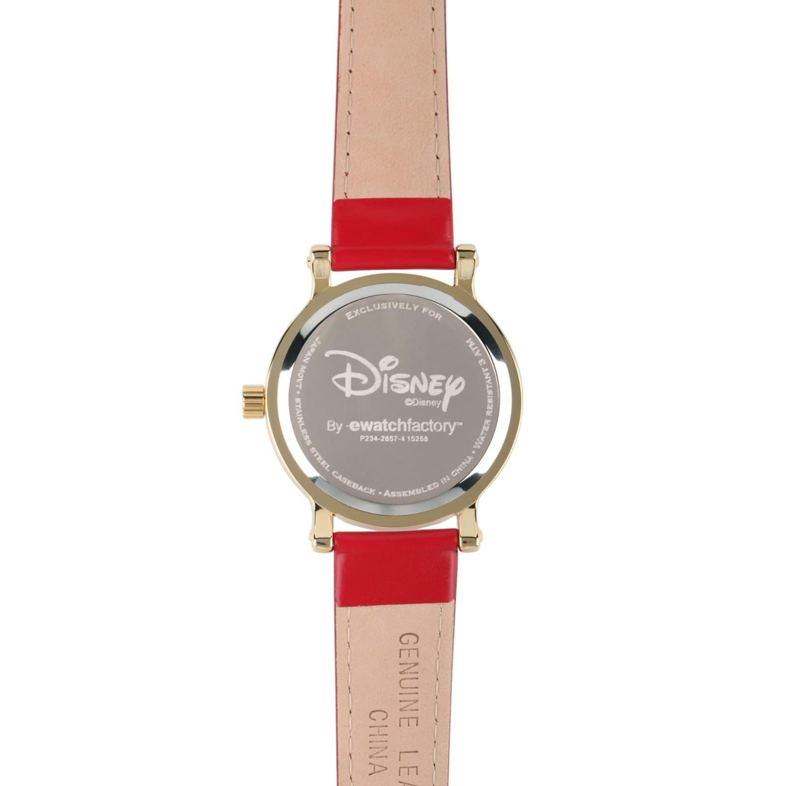 Rare Gold Toned Disney Minnie Mouse Watch Red Strap, Turning Hands, Seconds Dial - Thumbnail 3