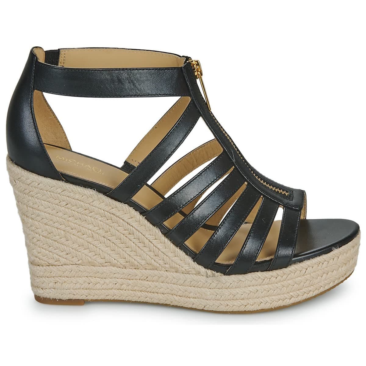 MICHAEL KORS Bradley Linen Blend Small Canvas Wedge Sandal Women Black Size 9 M - Thumbnail 2