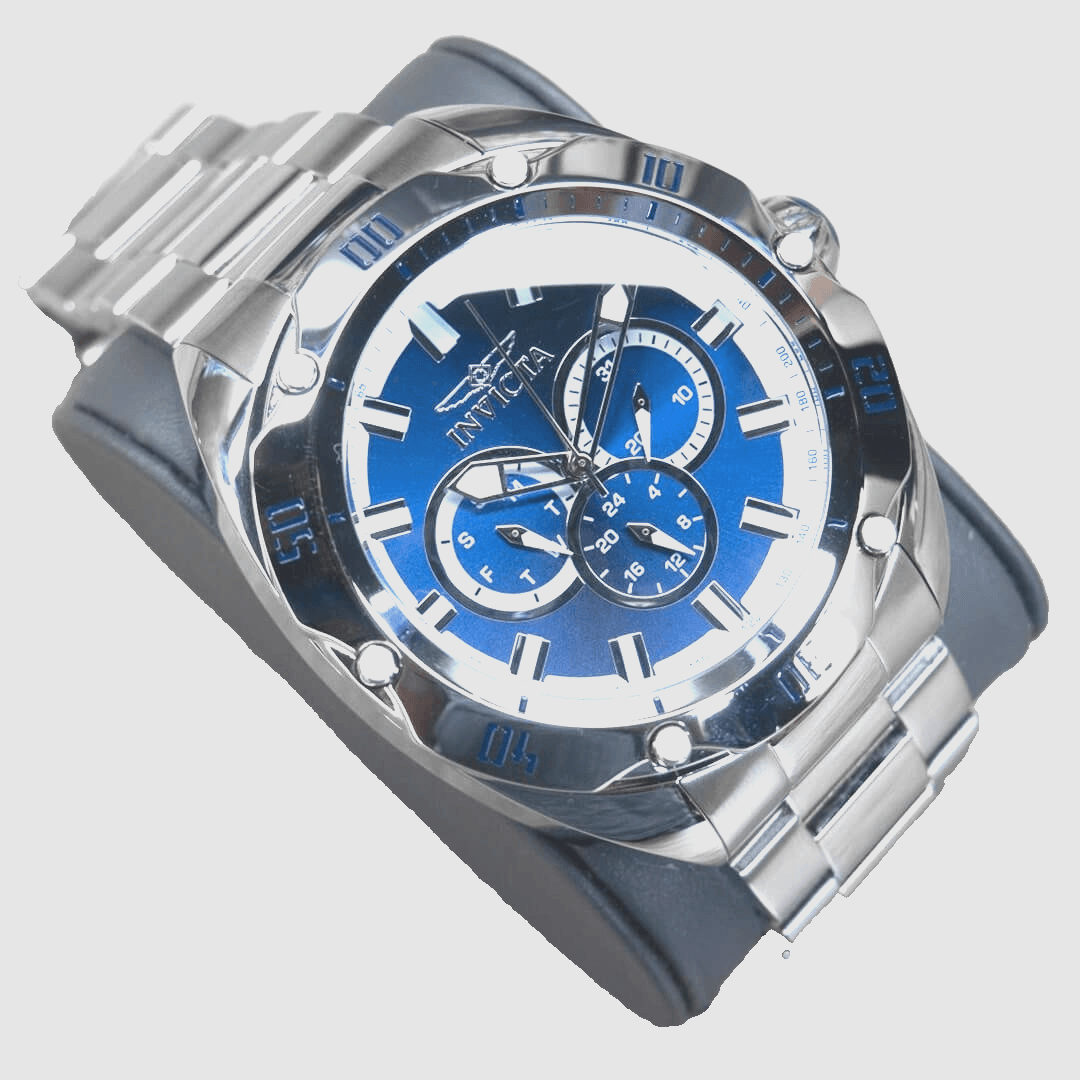 Invicta Men's VENOM Blue Chronograph Dial 50mm CHROME SILVER Watch - Thumbnail 2