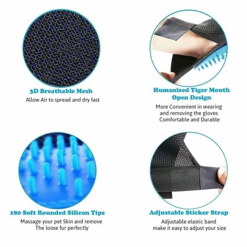 Deshedding Brush Massage Hair Fur Removal Tool Gentle Pet Dog Cat Grooming Glove - Thumbnail 7