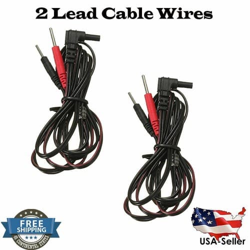 2 Pcs Electrode Lead Cable Wires for 10 TENS 2500 3000 7000 EMS 7500 TWIN STIM - Image 1
