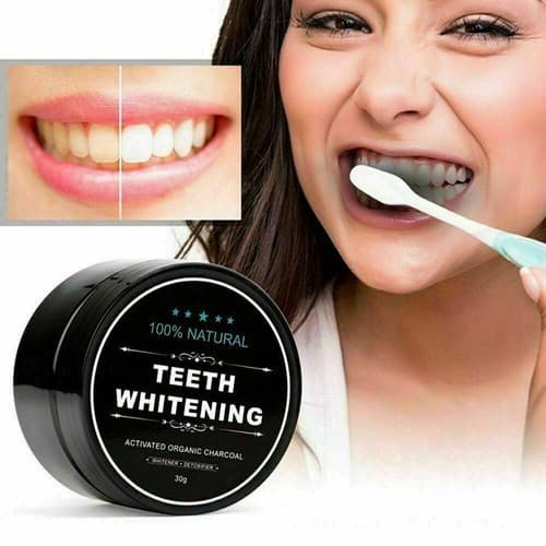 Organic Coconut Activated Charcoal Whitener Natural Teeth Whitening Powder 30g - Image 1