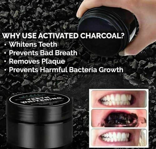 Organic Coconut Activated Charcoal Whitener Natural Teeth Whitening Powder 30g - Thumbnail 5