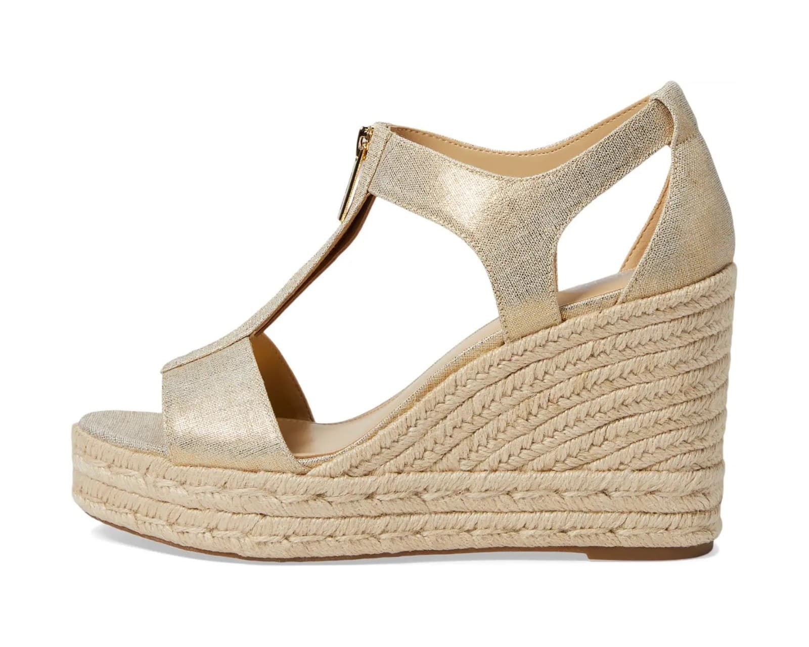 Michael Kors Sandals Womens 9.5 M Berkley Espadrille Pale Gold Casual Wedge Heel - Thumbnail 3