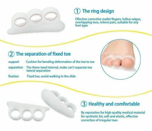 4 Pcs Toe Straightener Aid Pain Relief Hammer Claw Mallet Soft Gel Toe Separator - Thumbnail 10