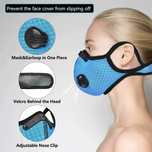 NEW style Cycling Face Mask With Active Carbon Filter Breathing Valves Reusable - Thumbnail 6