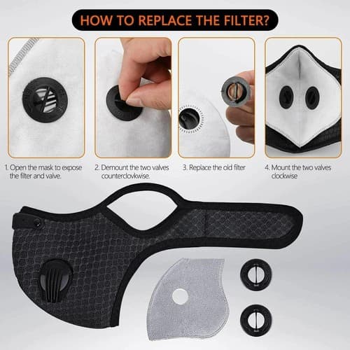 NEW style Cycling Face Mask With Active Carbon Filter Breathing Valves Reusable - Thumbnail 7