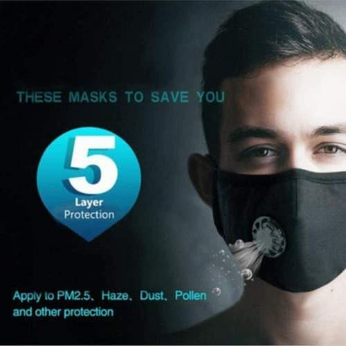 Reusable Cotton Mouth Cover Washable Cloth Face Mask 2 PM 2.5 Carbon Filters - Thumbnail 4
