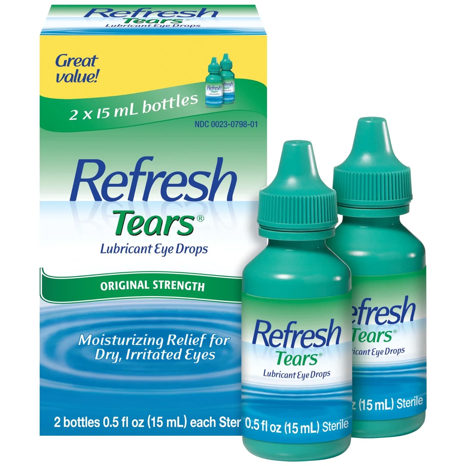 REFRESH TEARS - LUBRICANT EYE DROPS - TWIN PACK - 4 x 15ML BOTTLES - EXP 1/2028+ - Thumbnail 2