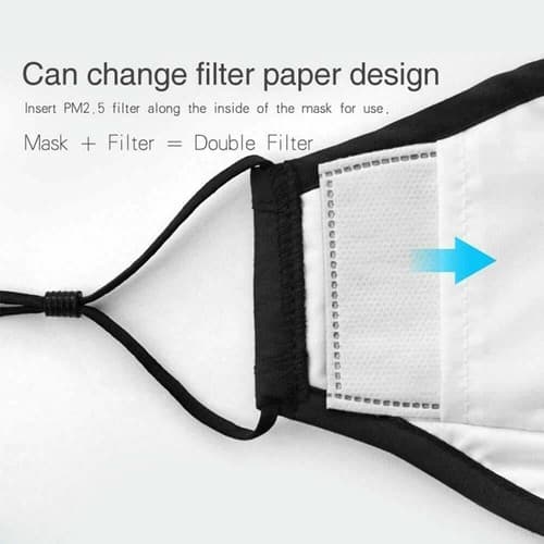 Reusable Cotton Mouth Cover Washable Cloth Face Mask 2 PM 2.5 Carbon Filters - Thumbnail 3